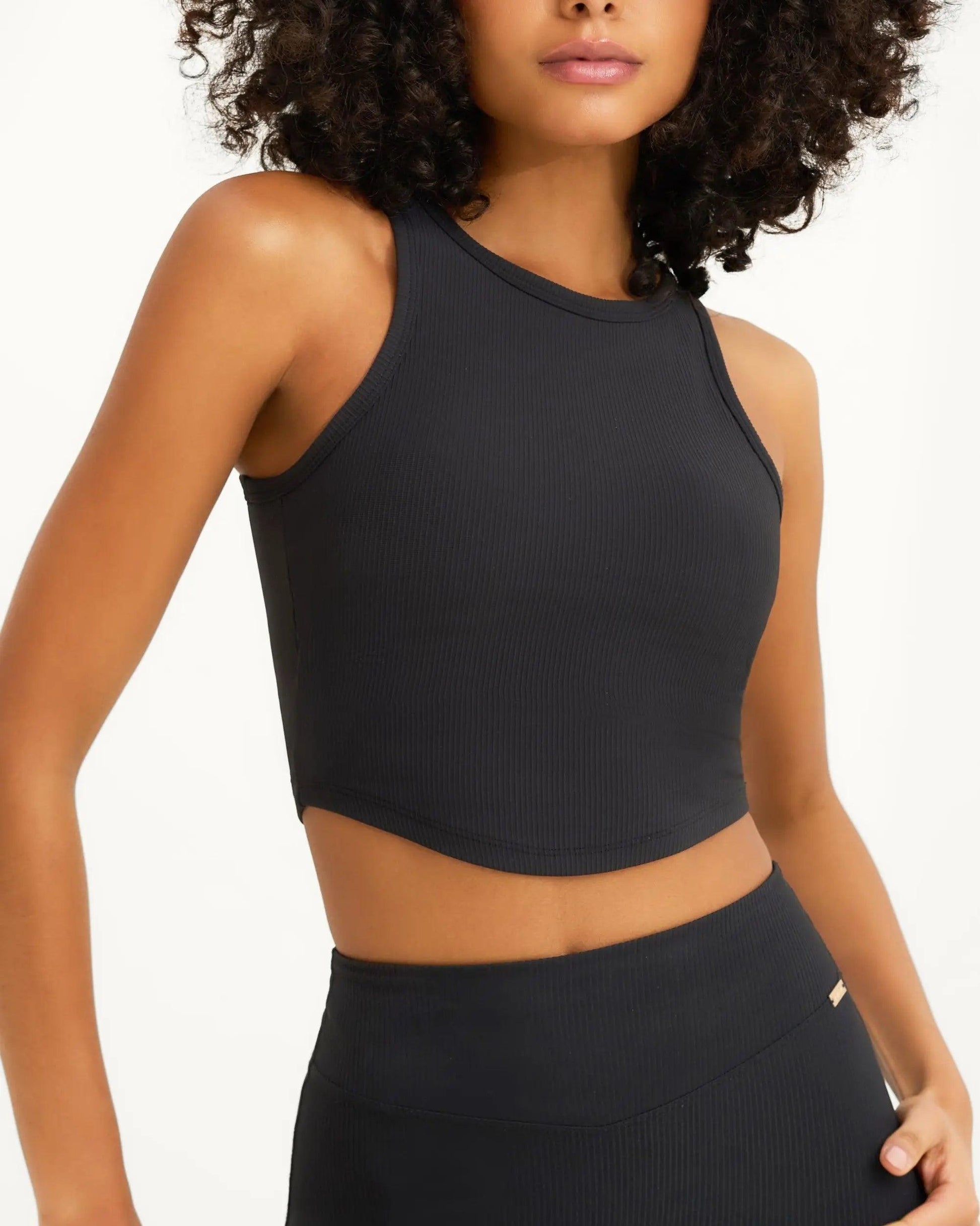 Alma Racerback Top - Black - Amadawear.ae