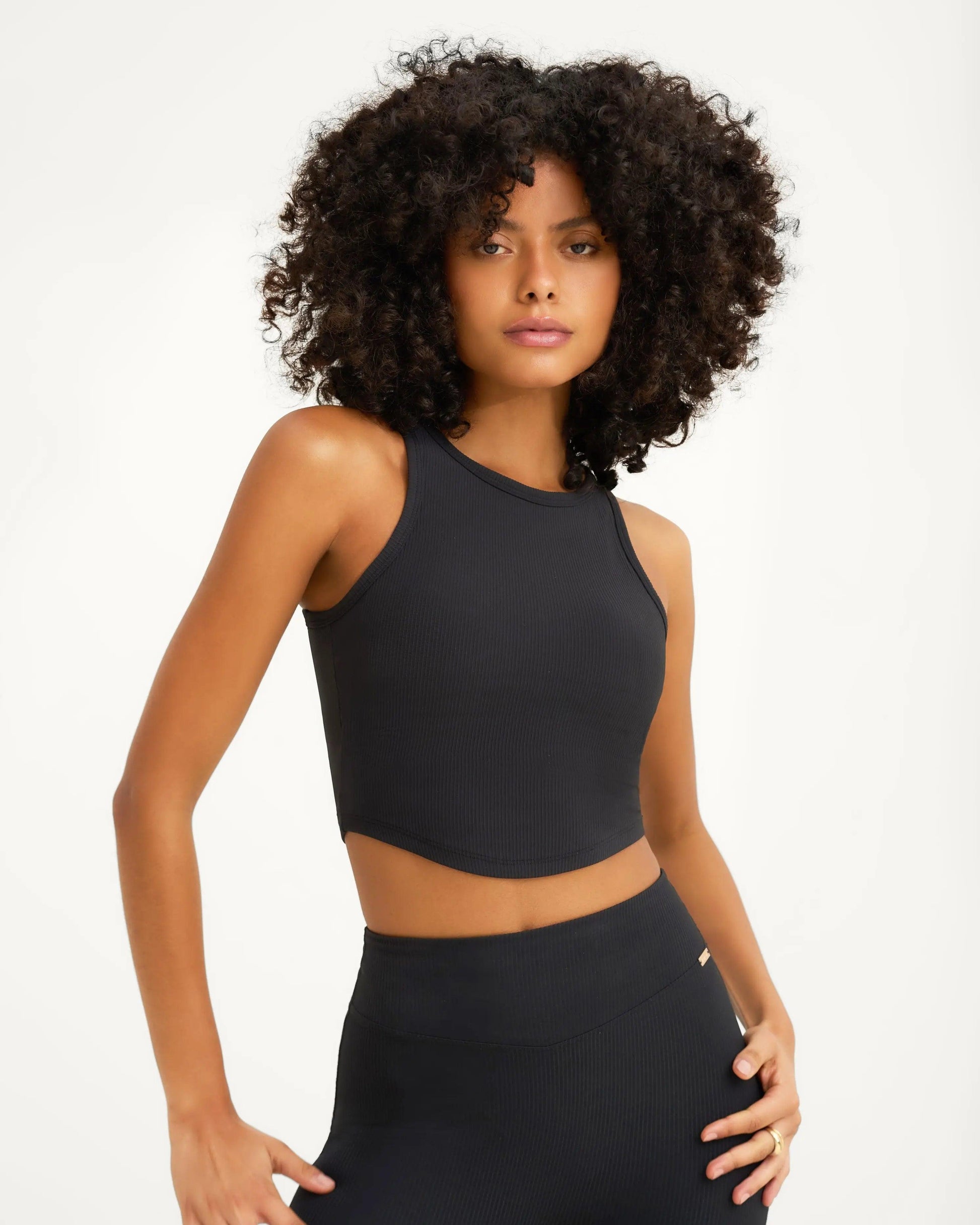 Alma Racerback Top - Black - Amadawear.ae