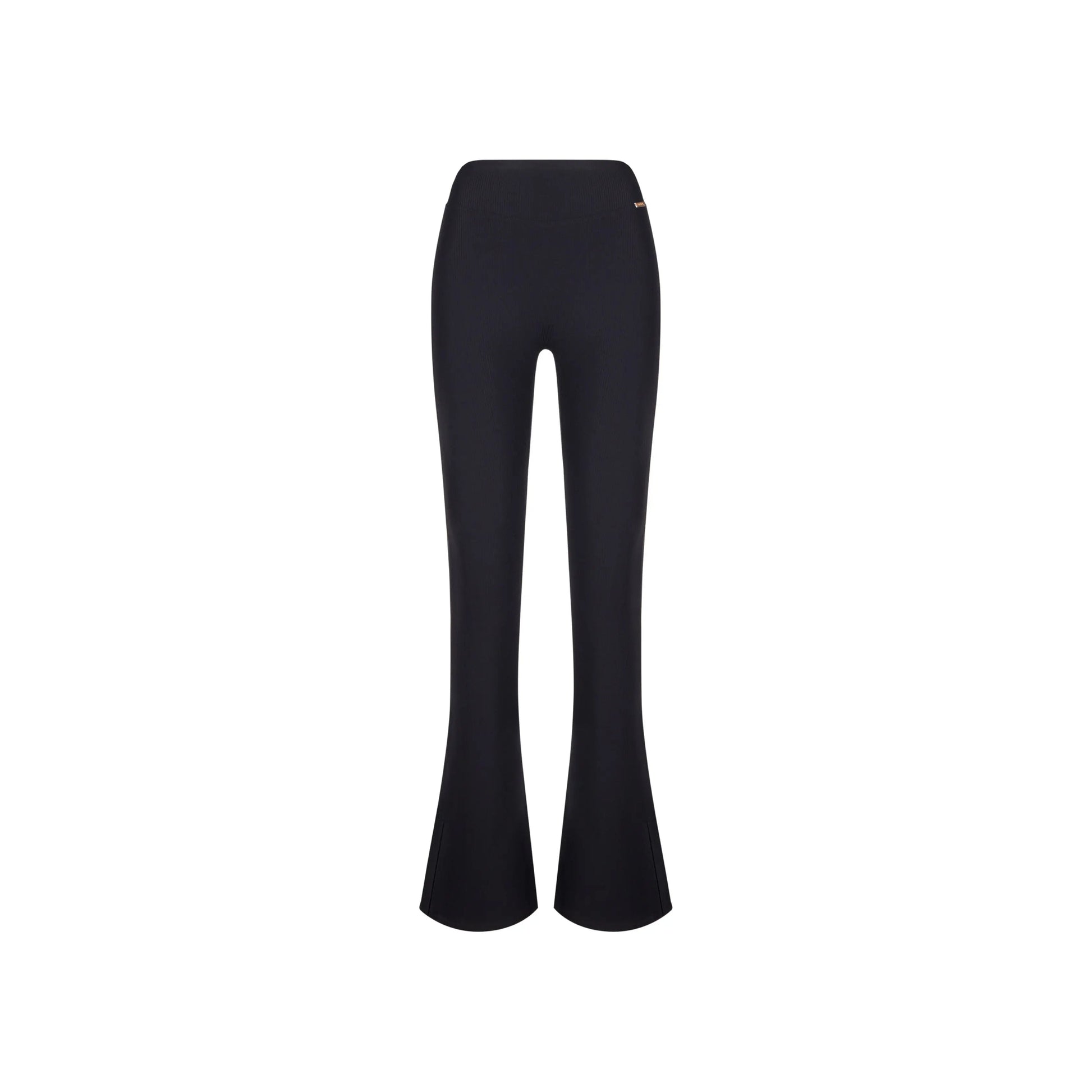 Cozma Flare Slit Leggings Ribbed - Black AMADAWEAR