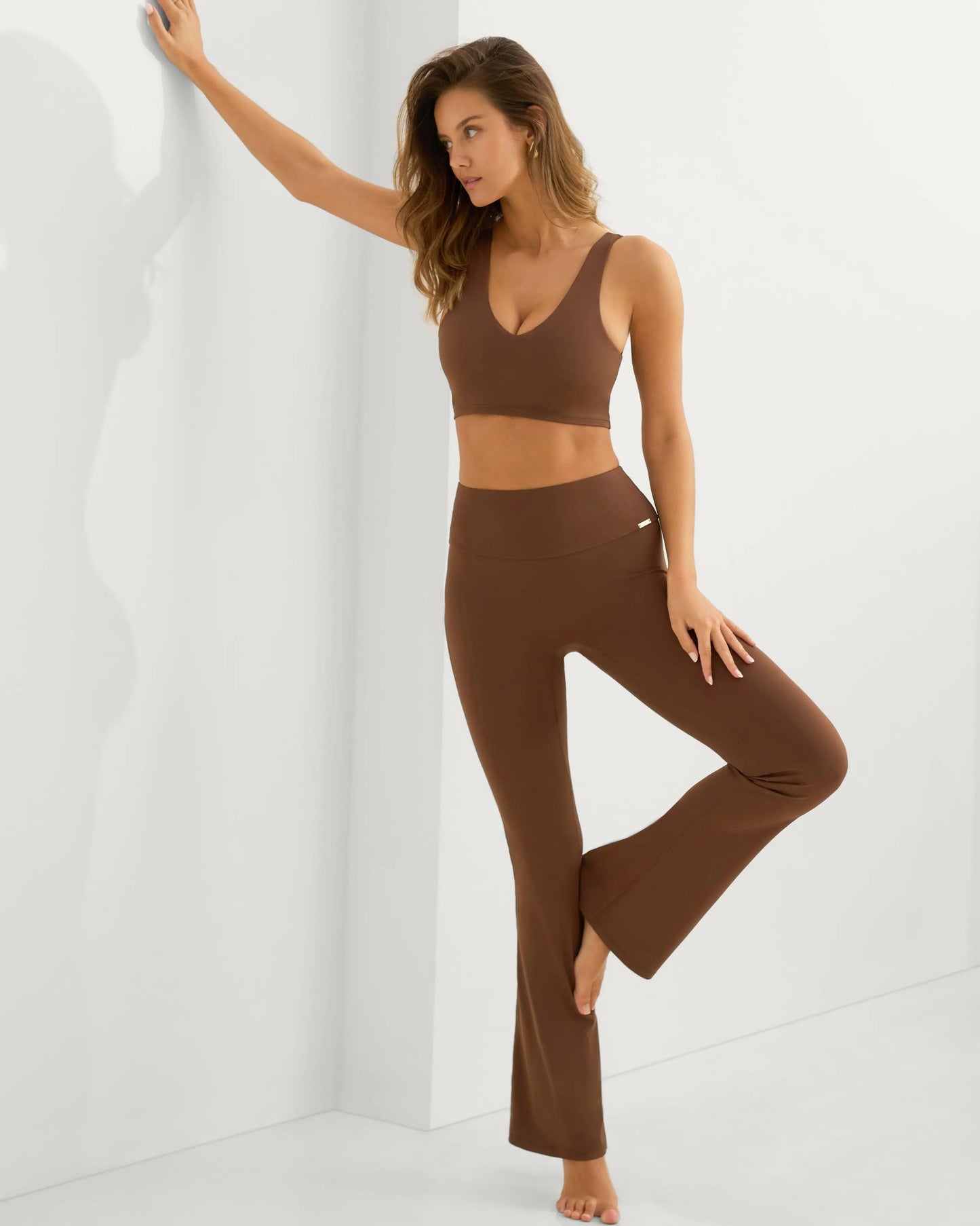 Lia Scrunched Flare Leggings - Choco