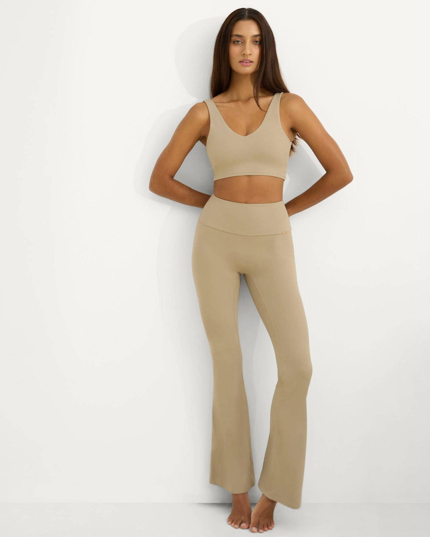 Lia Scrunched Flare Leggings - Nude